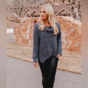 Pink Lily Good Reasoning Charcoal Off The Shoulder Sweater